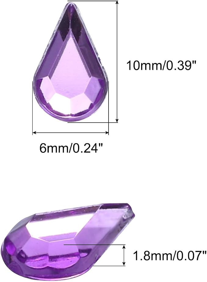 MECCANIXITY 50PCS Flat Back Acrylic Teardrop Gems 6x10mm Artificial Rhinestones - Image 2