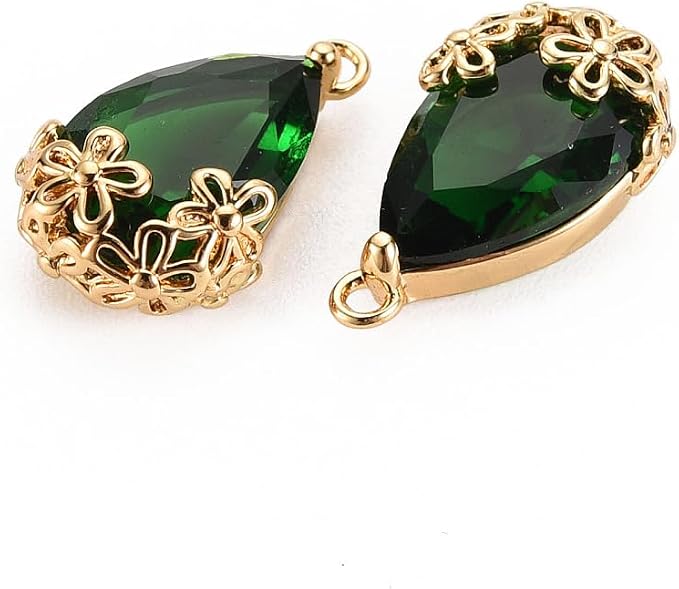 FASHEWELRY 50Pcs Faceted Teardrop Glass Charms Transparent Crystal Drop Pendants - Image 2