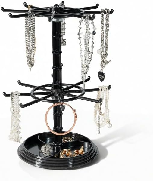 2 Tier Rotating Jewelry Display Stand, Necklace Holder, Jewelry Tree Stand by Cchenxxi