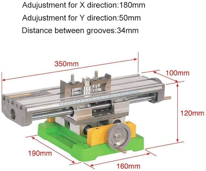 Compound Bench Table Compact Aluminum Bench Top WoodWorking Clarmp Vise Fixture Cross Slide Table 2 Axis Adjustive for Mini Drill Milling Machine (6350)