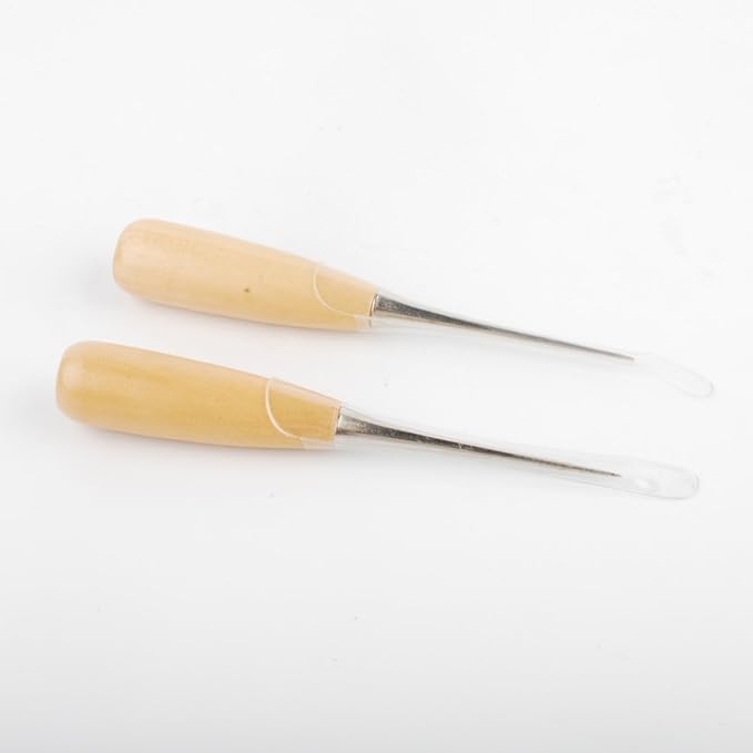 NW Wooden Handle Awl Leather Sewing Awl Leather Drillable Awl (2pcs)