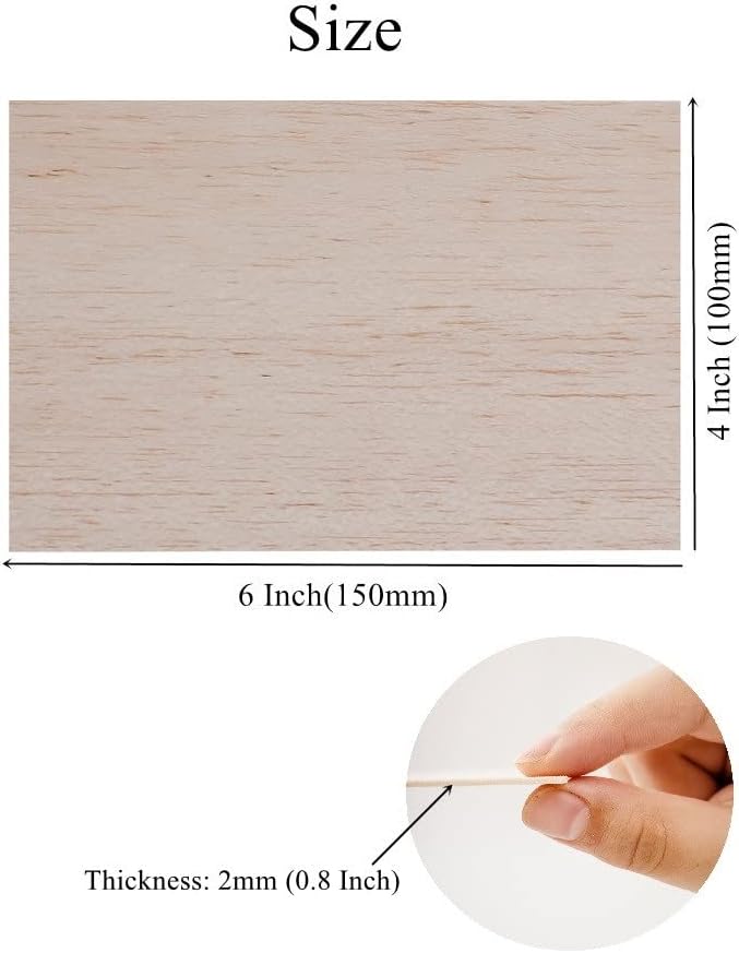 12 Pack Balsa Wood Sheets 1/12 x 4 x 6 Inch Cricut Unfinished Thin Wood Sheets - Image 5