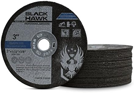 BHA Metal and Stainless Steel Cut Off Wheels for Die Grinders, 3” x 1/32” x 3/8” - 25 Pack