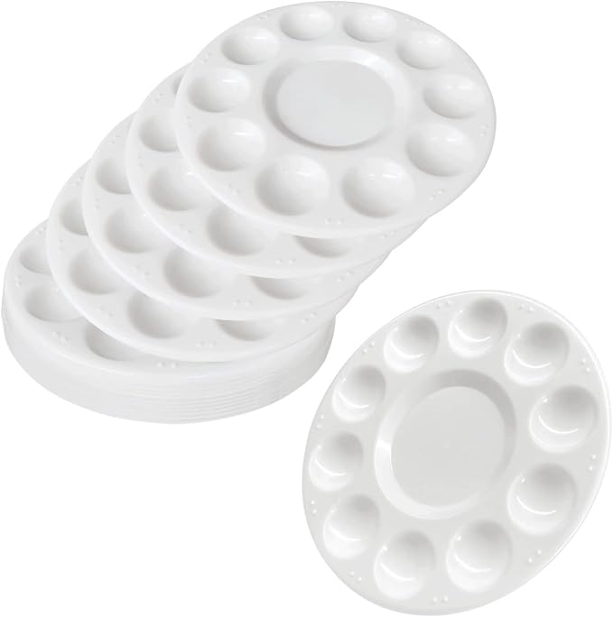 15 Pack Paint Tray Palettes for Kids, Plastic White Palettes for Students by LNAUJS