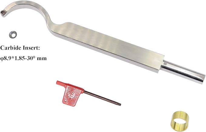 Swan Neck Hollower 10 Inches Wood Turning Tool Carbide Tipped Lathe Chisel Tool Bar with Ci5 8.9mm Round Carbide Insert Cutter for Wood Hobbyist or DIY or Carpenter