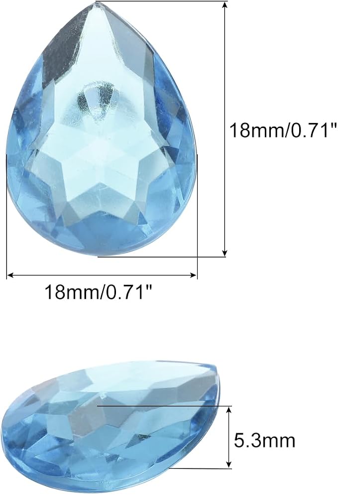 MECCANIXITY 50PCS Flat Back Acrylic Teardrop Gems 18x25mm Artificial Rhinestones - Image 2