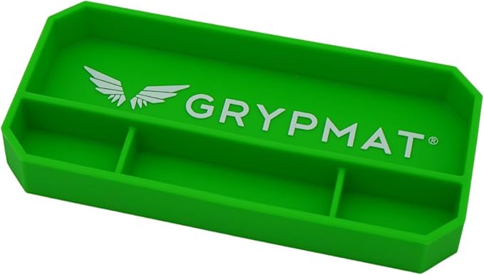 Grypmat Plus Grip Mat for Mechanics - Non-Slip Flexible Silicone Tool Tray - Tool Organizer for Tool Box - Magnetic-Free, Easy-to-Clean Tool Mat - Small, Green