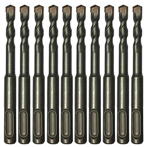 DrillForce 10pcs 1/4 inch x 6 inch SDS Plus Hammer Drill Bits, Rotary Hammer Drill Bits, Ideal for Drill Holes into Masonry, Concrete, Brick & Cinder Block.