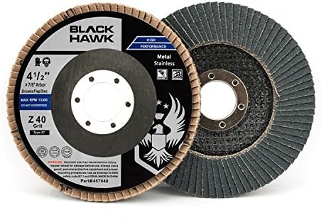 BHA Grinding and Sanding Flap Discs T27, 4-1/2" x 7/8", 40 Grit - 10 Pack