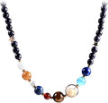 Women Stone Bead Charm Bracelet Universe Galaxy the Eight Planets Nine Planets by MENGLINA