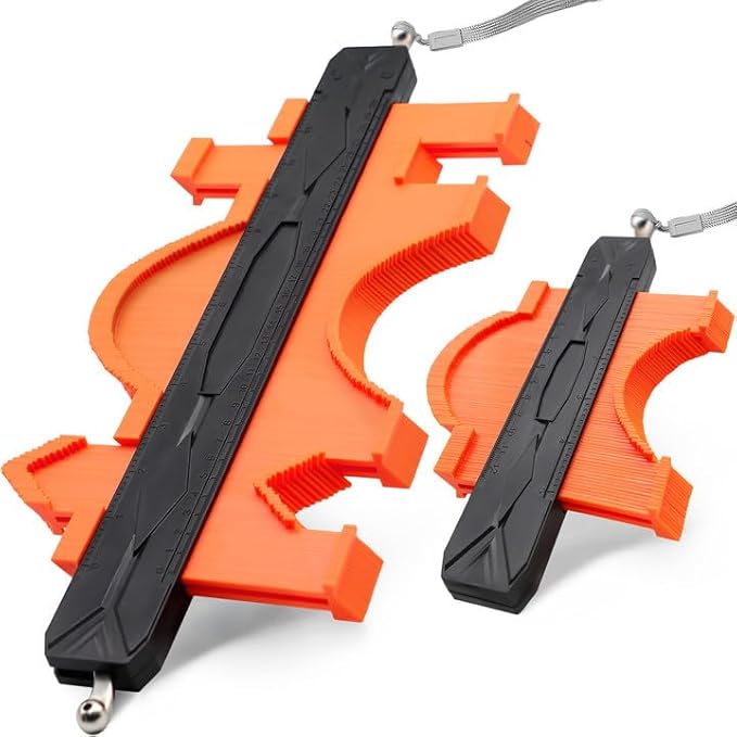 Contour Gauge Tool 12 Inch + 5 Inch, Super Gauge Shape and Outline Tool with Metal Aluminum Lock, Profile Tool Set Precisely Copy Irregular Shape, Extended Profile Gauge Duplicator, Father's Day Gift