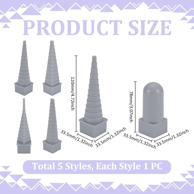 UNICRAFTALE 5Pcs 5 Styles Plastic Wire Wrapping Kit Gray Jewelry Shape Mandrel - Image 3