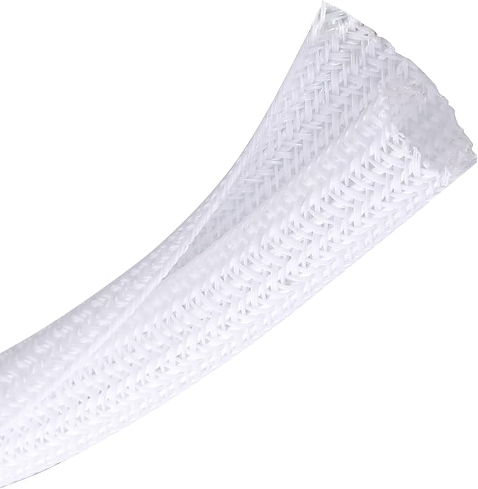 25ft - 1/2 inch Braided Cable Management Sleeve Cord Protector - Self-Wrapping by CrocSee