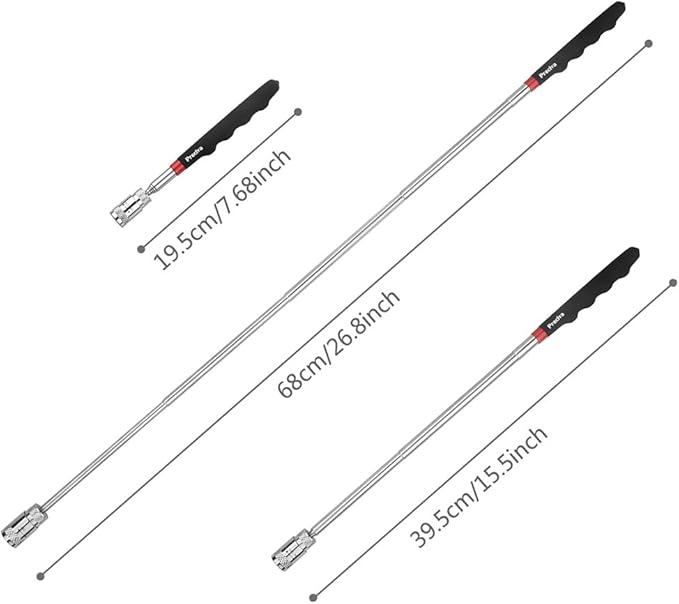 Magnetic Telescoping Pick Up Tool, Preciva Magnetic Picking Tool with LED Flash Light Retriever Wand 19.5to 68 CM Telescopic Magnet Stick(ONE PACK)