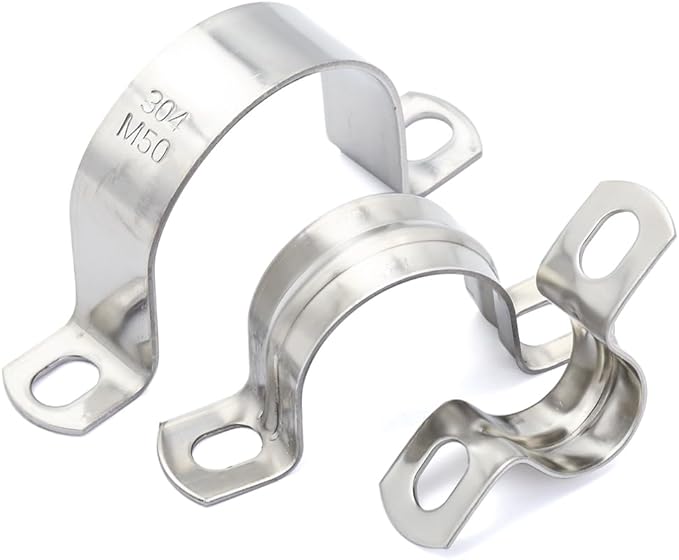 OD 2" Conduit Clamp 304 SS Pipe Support U Bracket, Tube Clamp for Cable/Water Pipe/Pipe, Heavy Duty Pipe Clamps | OD 2" | 6 pcs