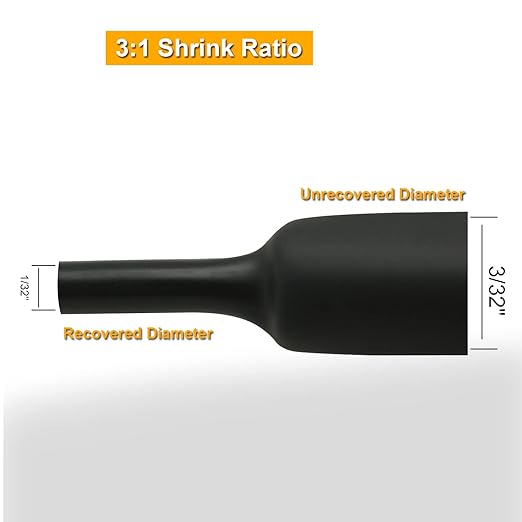 TKDMR 26 Ft 3/32" Heat Shrink Tubing - 3:1 Ratio Marine Grade Heat Shrink,Wire Cable Adhesive Lined Tube Insulation Seal Against Moisture Corrosion and Air Leakage.Black