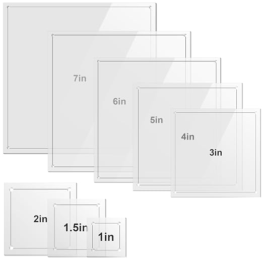 Kigley 8 Pcs Square Quilting Templates and Rulers 1/1.5/2/3/4/5/6/7 Inch by Kigley