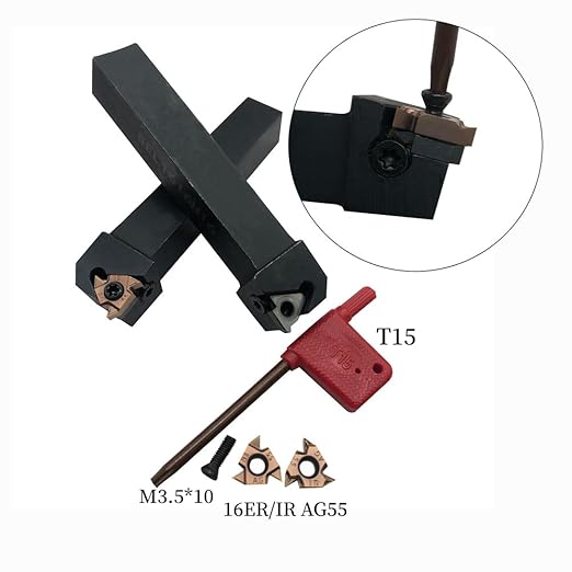 Lather Threading Tool Bit Set External Internal Threading Boring Bars Turning Tool Holders with 11IR AG60 16ER 16IR AG60 Carbide Threading Inserts (2pcs 5/8 Holders + 16ER IR AG55)
