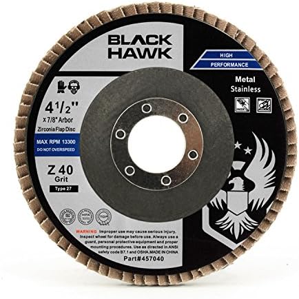BHA Grinding and Sanding Flap Discs T27, 4-1/2" x 7/8", 40 Grit - 10 Pack