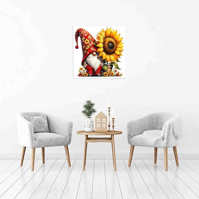 DYAIANGMU Stamping Cross Stitch Kit, Gnome Sunflower Cross Stitch Kit - Image 4