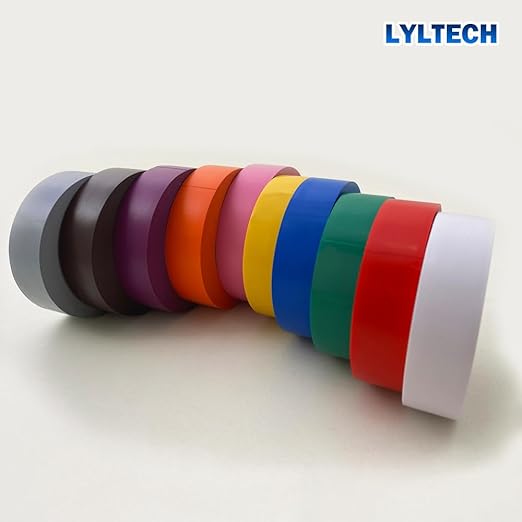 Electrical Tape Matte Rainbow 10 Colors Pack 3/4-Inch by 60 Feet, Waterproof,Strong Adhesive, Durable, Easy-Wrap