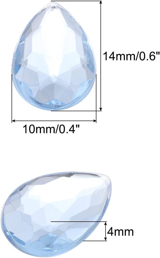 MECCANIXITY 50PCS Flat Back Acrylic Teardrop Gems 10x14mm Artificial Rhinestones - Image 2