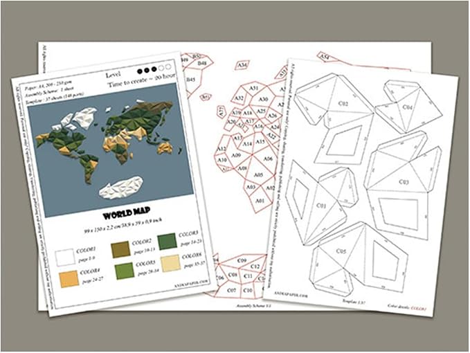 World Map DIY Paper Model Kit - Image 4