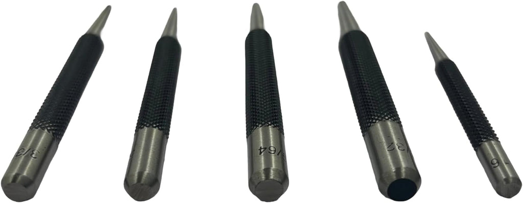 Set of 5 Round Head Center Punches for Metal and Woodworking – High-Quality Hand Tools