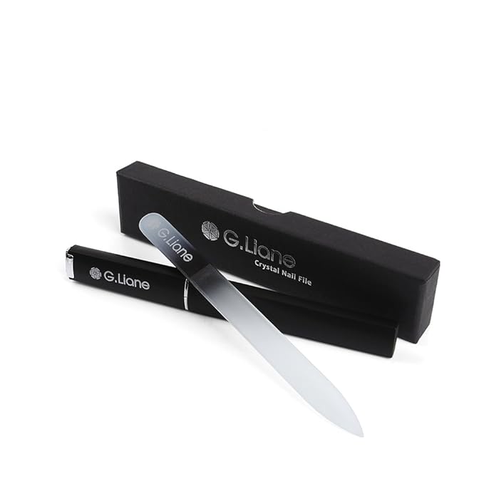 Crystal Nail File–Professional Double Sided Glass Fingernail Files with Case,Manicure for Natural Acrylic Gels Nails,Manicure Tools for Home and Salon(Rainbow Black)
