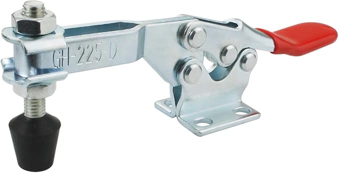 2Pack Toggle Clamp, 500 lbs Holding Capacity, 225D Quick Release Horizontal Clamps w/Antislip Rubber Pressure Tip for Woodworking Jigs and Fixtures, Welding, Drill Press, Crosscut Sled