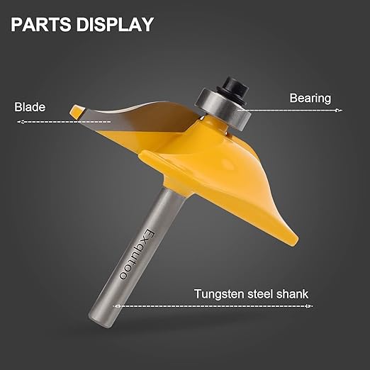 3PCS 1/4" Shank Router Bit Set, Raised Panel Cabinet Door Making Router Bits, Cemented Carbide Router Bits, Woodworking Tools Router Door & Window Bits (Tenon Joint Cutter Diameter: 1-5/8")