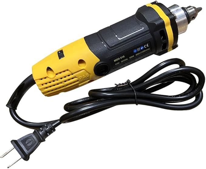 500W Electric Mini Die Drill Grinder Carver Set Power Rotary Tool, Adjustable 6 Step Variable Speed, 31000 RPM, with Removable Transparent Safety Guard