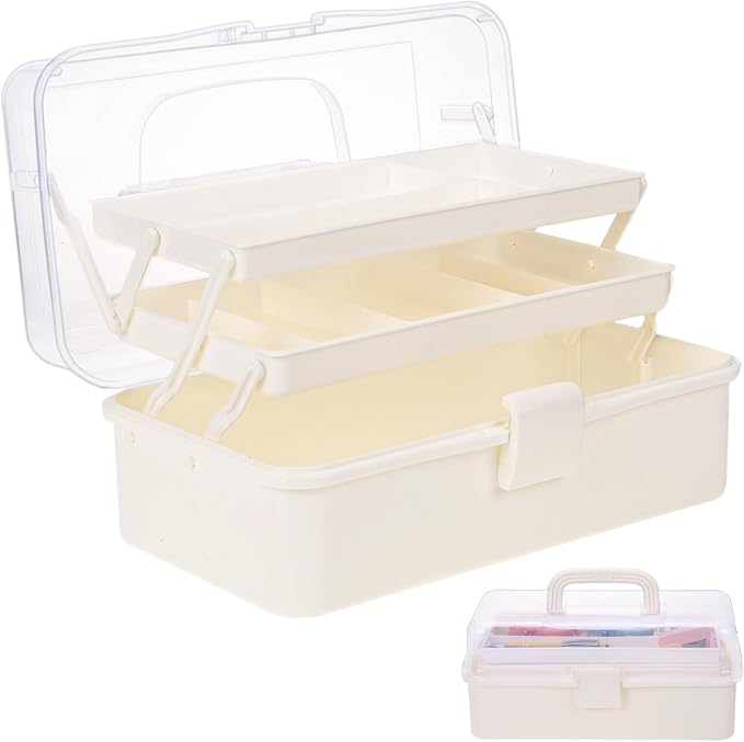 Plastic Tool Box with Handle 3-Layer Craft Organizers Tackle Box Multipurpose by Outuxed