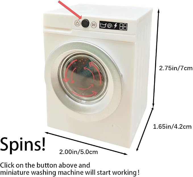 1:12 Scale Miniature Electric Washer and Dryer Set, Realistic Dollhouse Laundry - Image 2