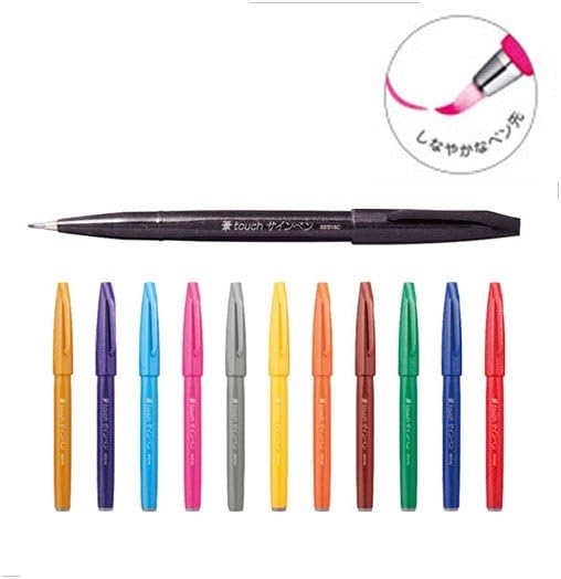 Pentel Fude Touch Sign Pen, Sky Blue, Felt Pen Like Brush Stroke - Image 6