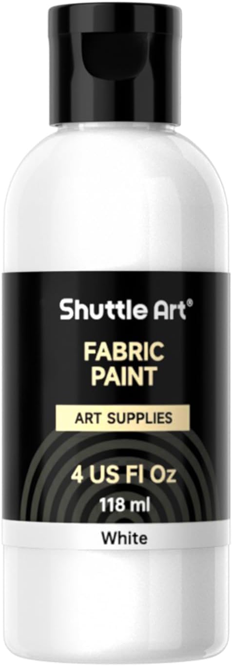 Shuttle Art White Fabric Paint, 4 oz Fabric Paint by ShuttleArt