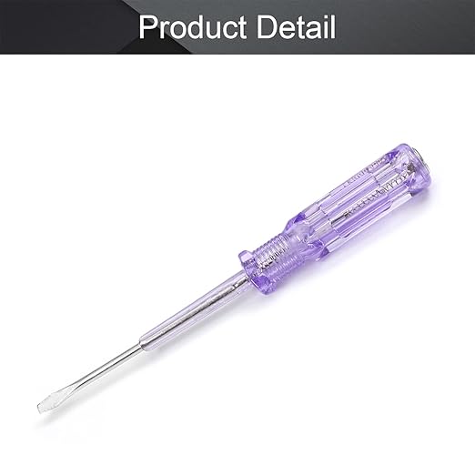 Fielect Voltage Tester Voltage Detector Pen Circuit Tester Tool Slotted Screwdriver Test Pencil JR-168 AC/DC 100-500V Purple Clear 1pcs