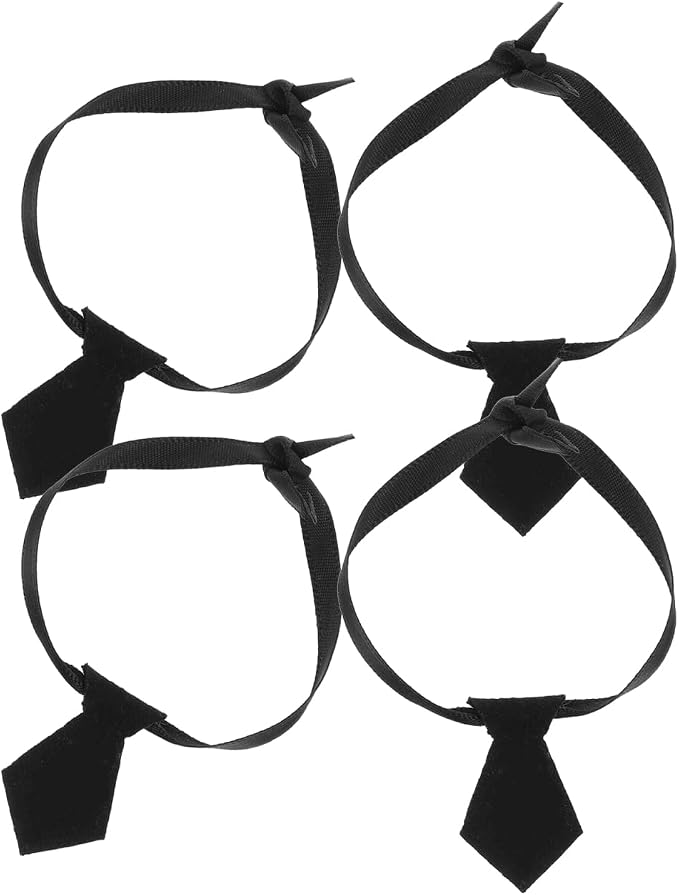 TOYANDONA 4pcs Miniature Neckties Soft Black Tiny Doll Ties - Image 8
