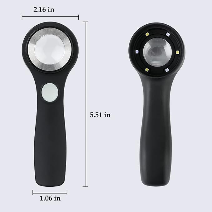 Handheld Jewelers Loupe with Scale, Magnifying Glass Loop with UV and LED Light - Image 7