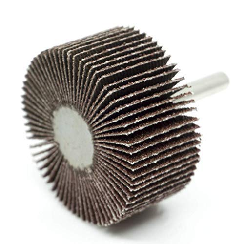 Benchmark Abrasives 2" x 1" Aluminum Oxide Flap Wheel with 1/4" Shank Mounted, Perfect for Woodworking Grinding Polishing Rust Paint Removal (10 Pack) - 120 Grit