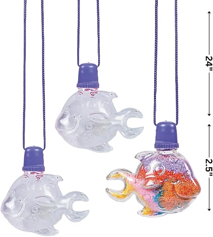 Fun Express Tropical Fish Sand Art Bottle Necklaces, Bulk Set of 12 - Image 2