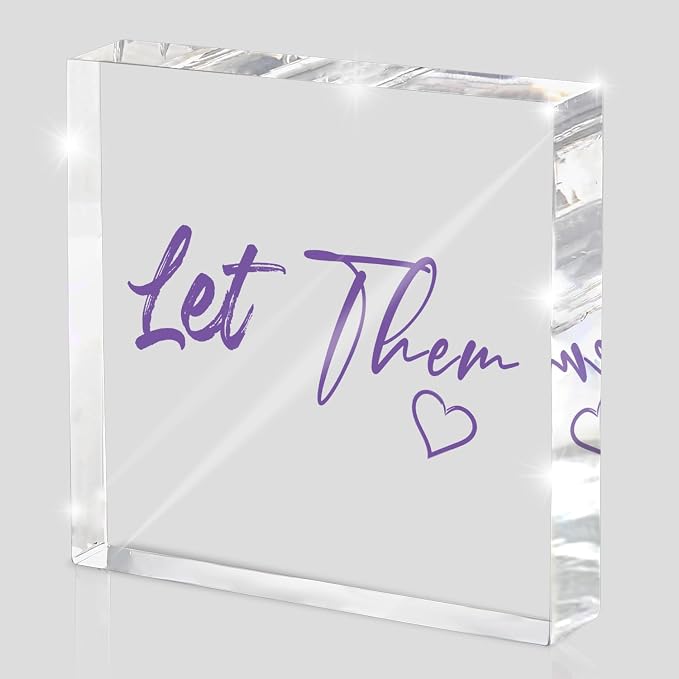 Let Them - Purple 4 Inch Acrylic Desktop Sign, Office and Cubicle Decor by MUZRUYOU