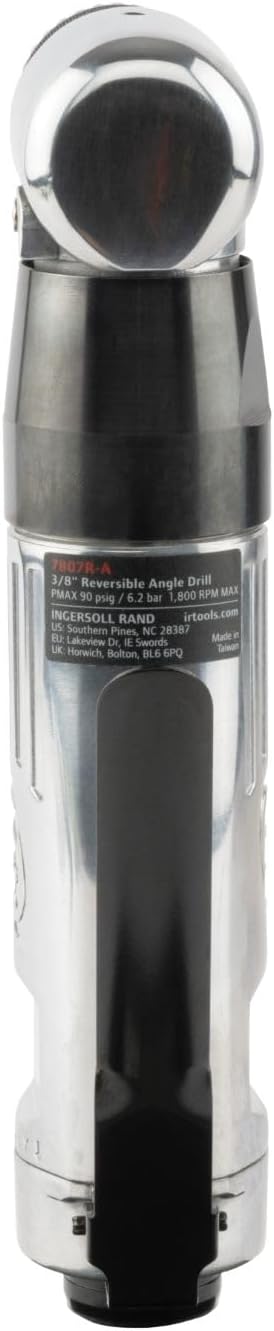 Ingersoll Rand 7807R-A - 3/8" Keyed Chuck, Right Angle Reversible Air Drill, 1800 RPM, 0.33 HP
