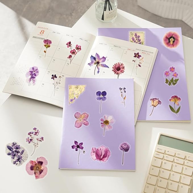 50PCS Transparent Flora Scrapbook Stickers, Flower-D | Vintage Aesthetic Flowers - Image 7