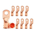 10Pcs 2/0 AWG 5/16" Stud Heavy Duty Copper Wire Lugs 2/0 Gauge Ring Terminals Battery Cable Ends Bare Copper Eyelets Tubular Ring Terminal for Car Boat Marine