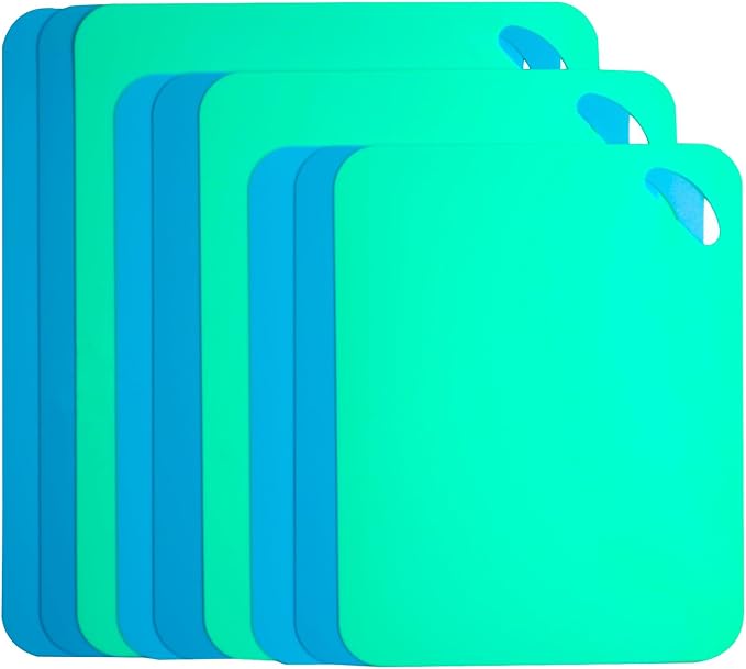 Plastic Flexible Cutting Mats for Kitchen, Color Coded Chopping Board Set by Carrollar