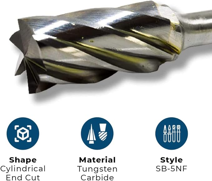 Benchmark Abrasives Ball Shape Premium Tungsten Carbide Burr with 1/4 Inch Shank Aluminum Cut Rotary Tool, Engraving Tool for Non-Metals Shaping Carving (SB-5NF)