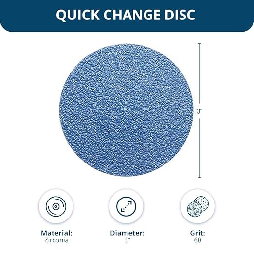 Benchmark Abrasives 3 Inch Sanding Discs Quick Change Zirconia Sanding Discs, Drill & Die Grinder Sanding Disc - Deburring Polishing Rust Remover for Metal Paint Stripper (25 Pack), 60 Grit