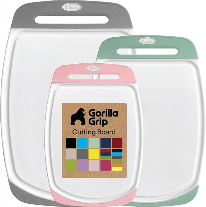 GORILLA GRIP BPA-Free Reversible Kitchen Cutting Board Set of 3, US Designed by Unknown
