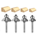 WSOOX 45 Degree Chamfer Router Bits with 1/4" shank 4PCS Bevel Edge Forming Router Bits (Cutting Diameter:1/4”, 5/16”, 3/8”, 1/2”)